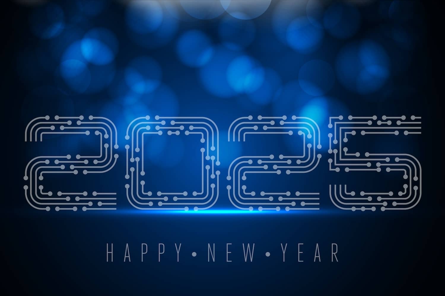 Voeux de bonne année 2025 sur fond bleu