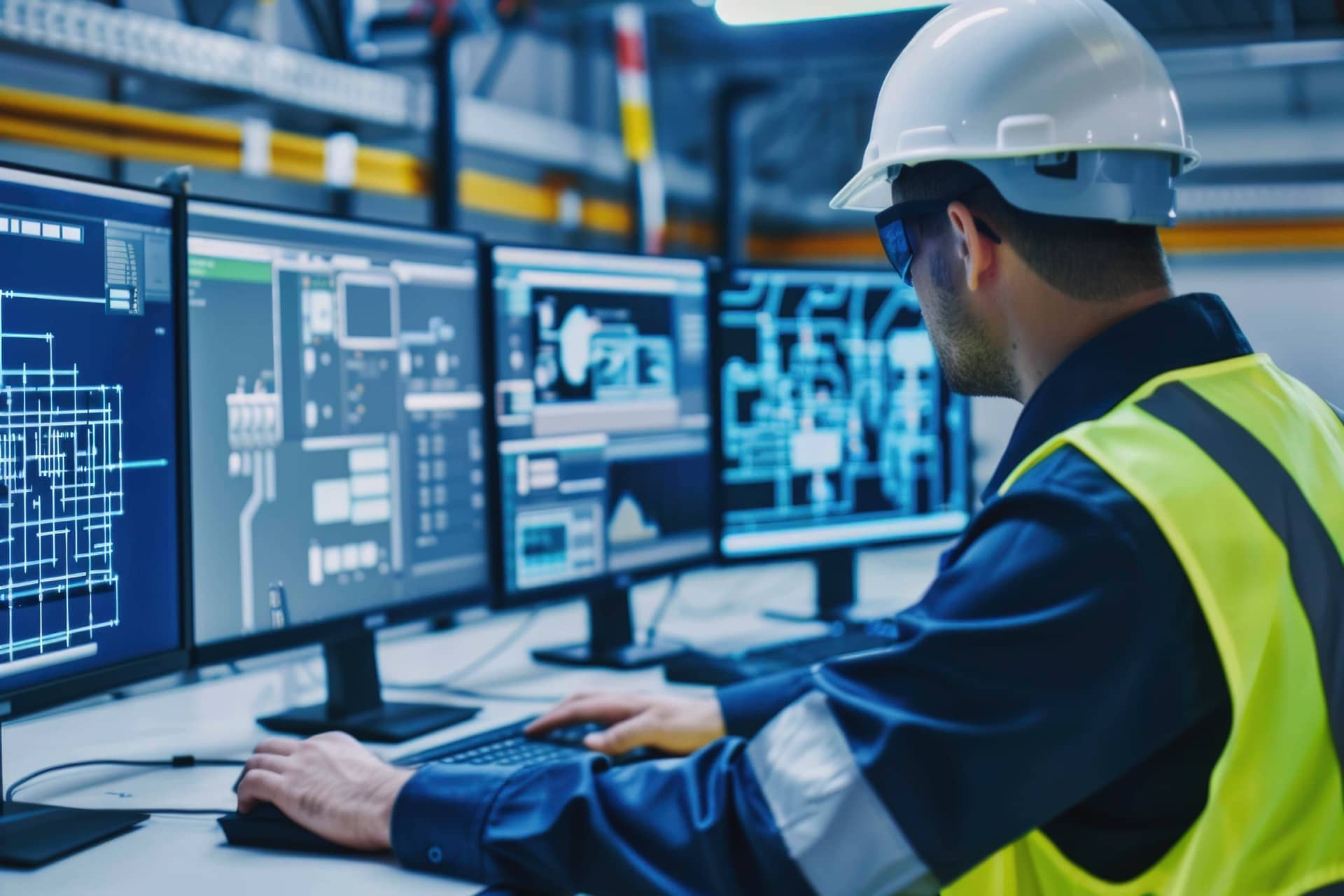 Technicien utilisant une solution de pilotage et de supervision dans un environnement industriel